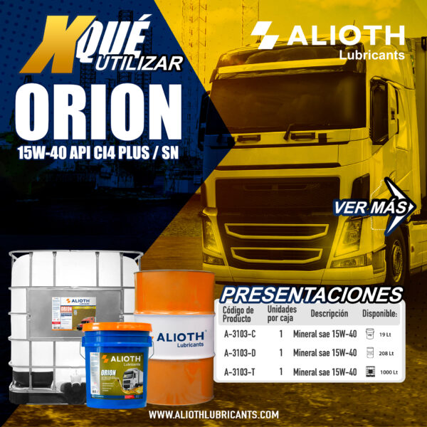 ORION  MINERAL SAE 15W-40 CI4 PLUS/SM - Imagen 2