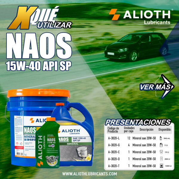 ALIOTH NAOS MINERAL SAE 15W-40 SP 946 mL - Imagen 7