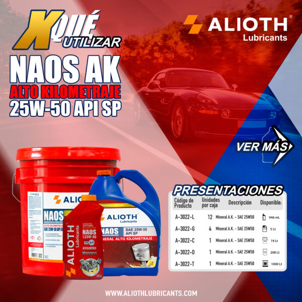 ALIOTH NAOS MINERAL SAE 25W-50 SP 946 mL - Imagen 7