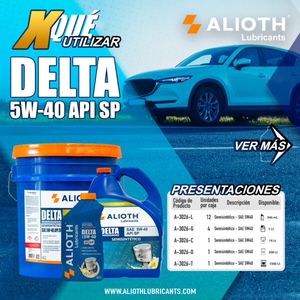 ALIOTH DELTA SEMISINTETICO SAE 5W-40 SP 946 mL - Imagen 4