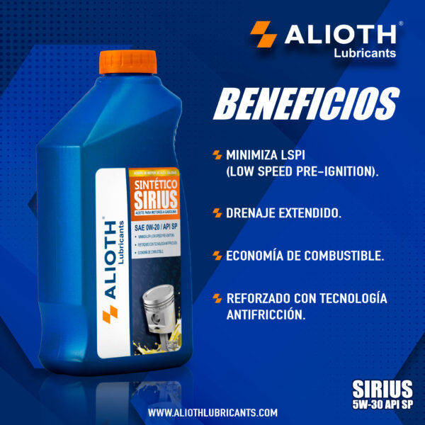 ALIOTH SIRIUS SINTETICO SAE 0W-20 SP  19 L - Imagen 8
