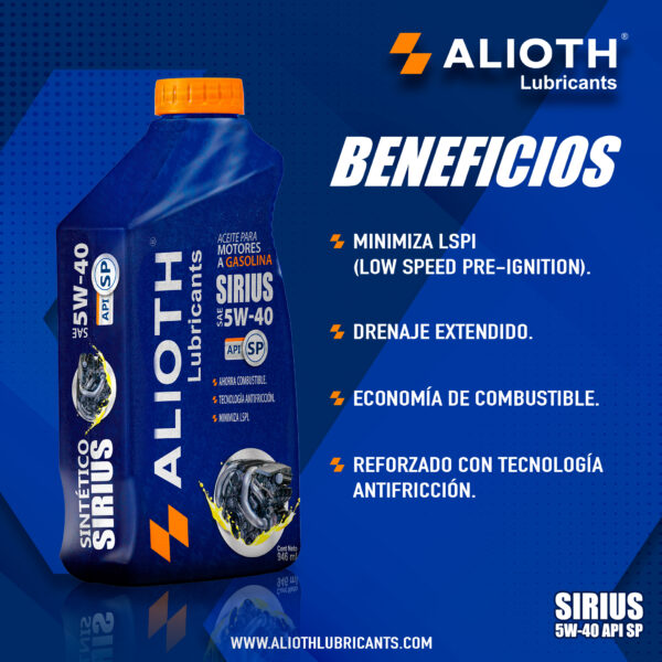 ALIOTH SIRIUS SINTETICO SAE 5W-40 SP 5 L - Imagen 9