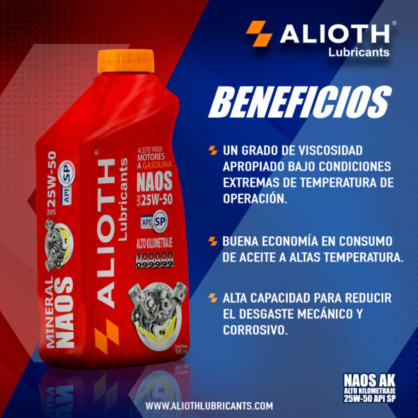 ALIOTH NAOS MINERAL SAE 25W-50 SP 946 mL - Imagen 11