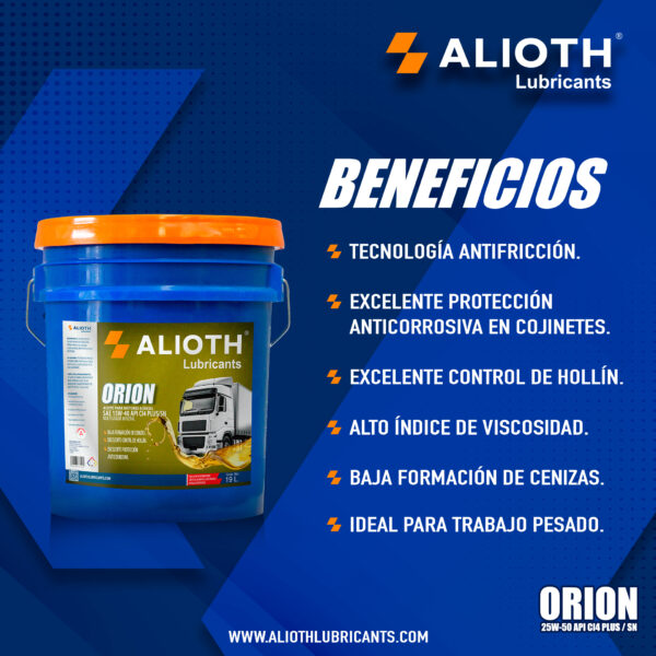ALIOTH ORION MINERAL SAE 15W-40 CI4 PLUS/SM  19 L - Imagen 8