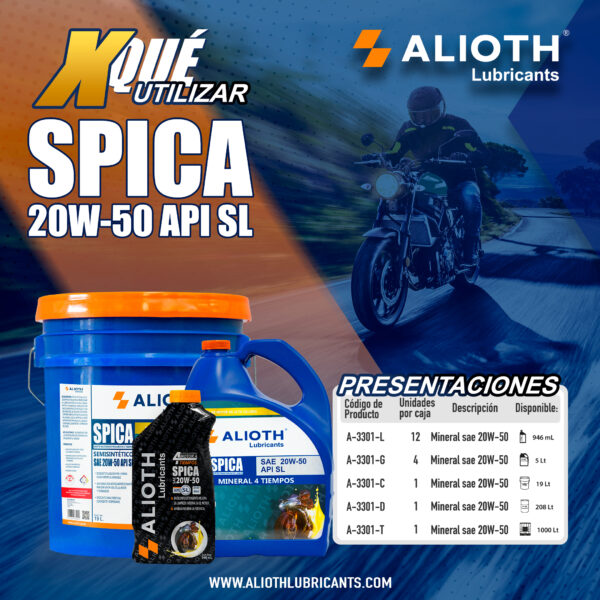 SPICA MINERAL SAE 20W-50 SL 4 TIEMPOS - Imagen 4