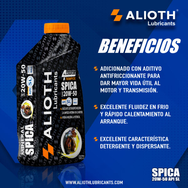 SPICA MINERAL SAE 20W-50 SL 4 TIEMPOS - Imagen 8
