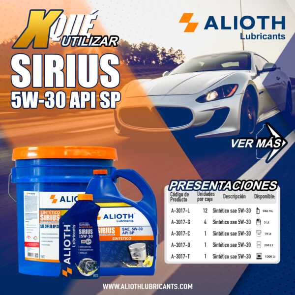 ALIOTH SIRIUS SINTETICO SAE 5W-30 SP 946 mL - Imagen 5